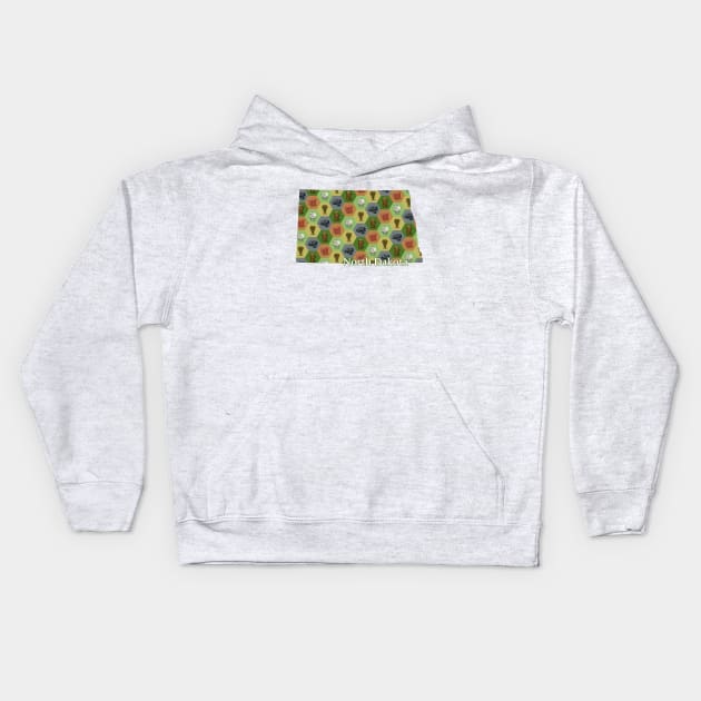 North Dakota State Map Board Games Kids Hoodie by adamkenney